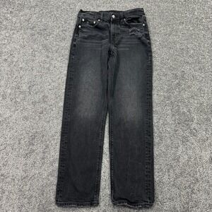 American Eagle Jeans Womens 2 Black Super High Rise Ankle Straight Stretch Denim